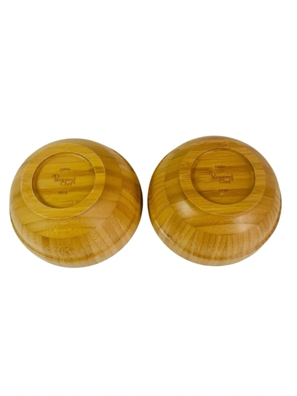 Pampered Chef Bamboo Serving Bowls - Natural Honey Wood Tone